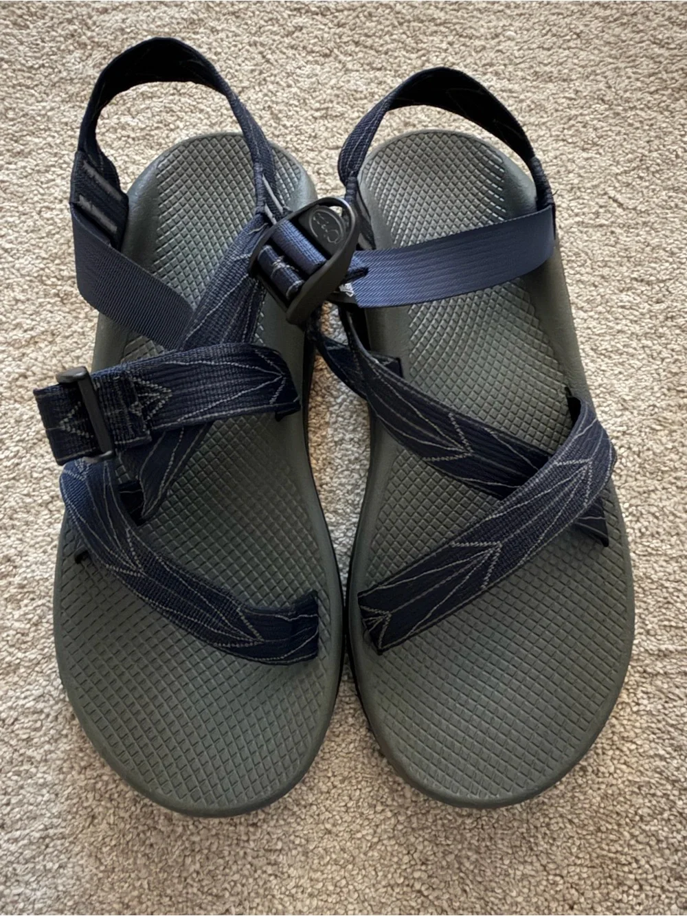Men’s Size 12 gray, black and navy Chaco sandals